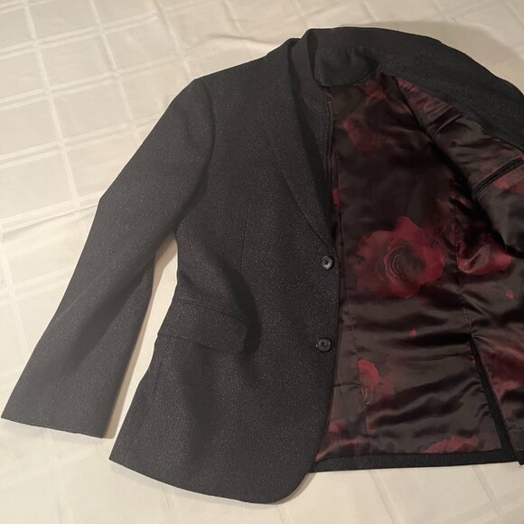 Linea Charcoal Herringbone Blazer w/ Zip Insert, Size L (40-42R) - Picture 5 of 14